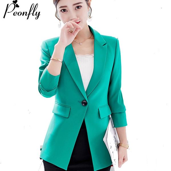 

women's suits & blazers peonfly long sleeve solid color blazer suit women single button slim coat fashion black green outfit jacket aut, White;black