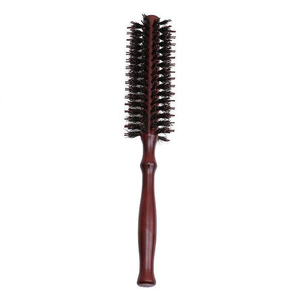 

hair brushes 1pc portable bristles brush comb round anti-static curly twill with wood handle for styling curling, Silver