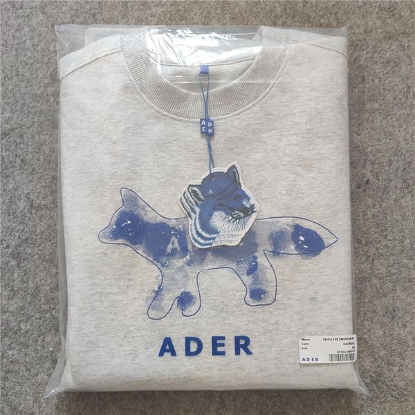 

2021 new fox embroidery ader error maison kitsune crewneck sweatshirts men women 1:1 adererror pullover hoodie 8gw0, Black