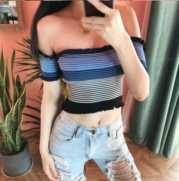 

women's sweaters 2021 summer sweet wooden ear horizontal neck sweater all-match exposed belly short-sleeved top, White;black