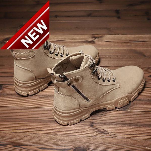 

autumn summer new martin korean high men's short tooling shoes boots, Black