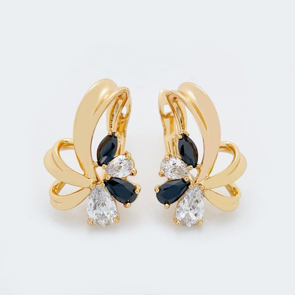 

dangle & chandelier women party fashion jewelry colorful natural zircon luxury 585 rose gold 18 k casual irregular earrings, Silver