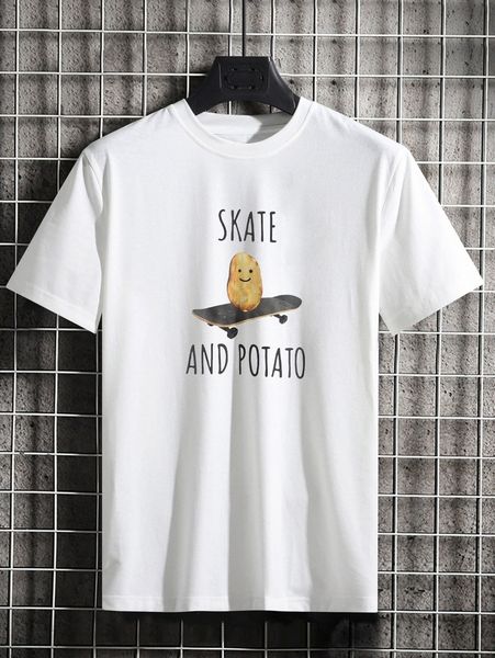 

men letter & cartoon graphic tee i3xm#, White;black