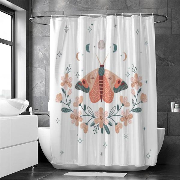 

shower curtains roses butterfly flower white printed floral leaf waterproof polyester bathroom curtain fabric for bathtub decor
