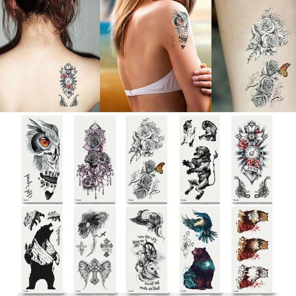 

temporary tattoos 2 sheets fashion flower cartoon animals tattoo sticker body art decal