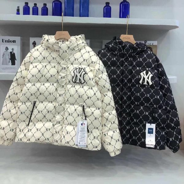 

mlb21 autumn winter new korean old flower all over print down ny yanke loose coat cotton et, Black