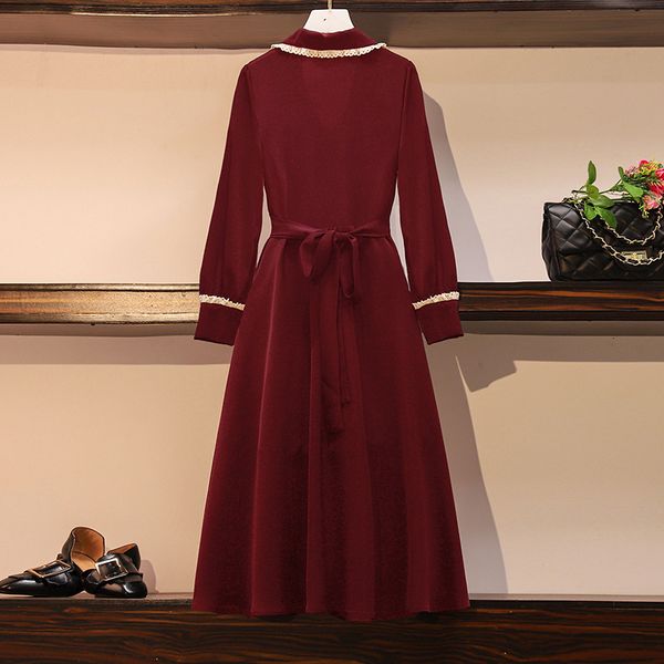 

2021 new spring vintage burgundy plus size tall bodycon-waisted women office ball ladies dress party l-4xl work clothes i3dl, White