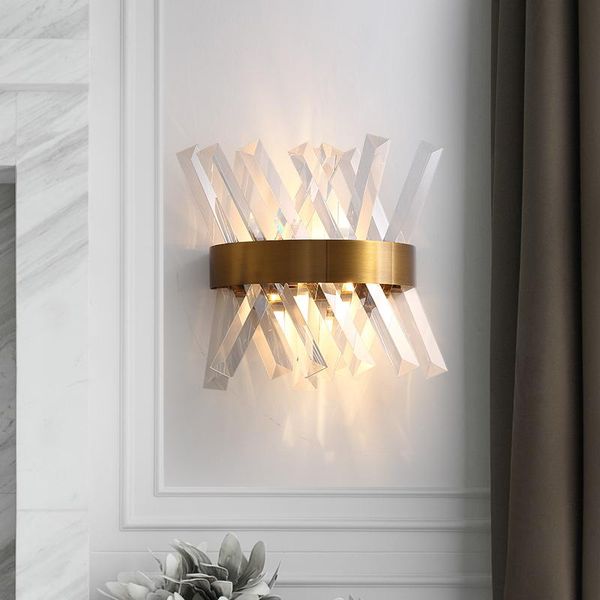 

wall lamp ikvvt modern light luxury crystal living room bedroom simple style sconces home deco glod led luminaire