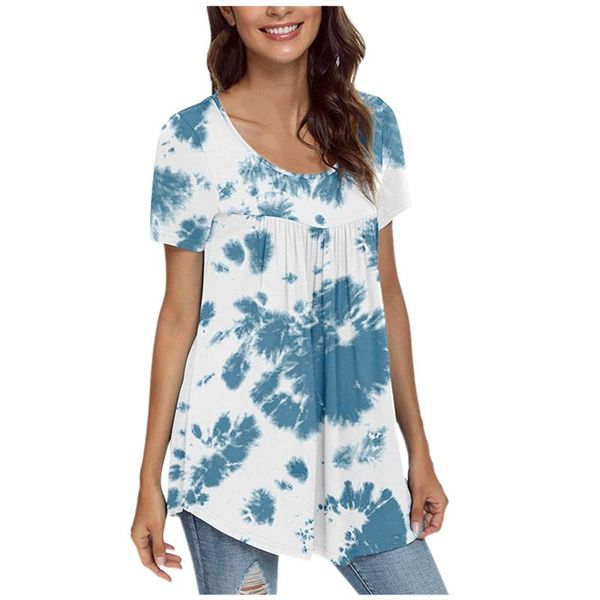 

women's blouses & shirts t shirt blouse summer short-sleeved pleated loose and flowy tunic female tee t-shirt camisetas de mujer 2021, White