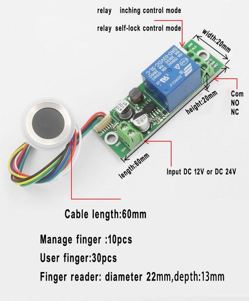 

embedded finger reader & access board 30pcs suit for intercom / lift manage wide power input dc 12v or 24v fingerprint control