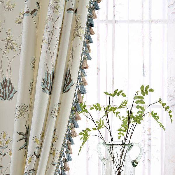 

curtain & drapes nordic cotton and linen printed fabric pastoral shading finished product curtains for living dining room bedroom