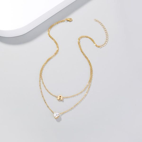 

chains gold stainless steel initial necklace women chain choker heart letter for woman custom name jewelry, Silver