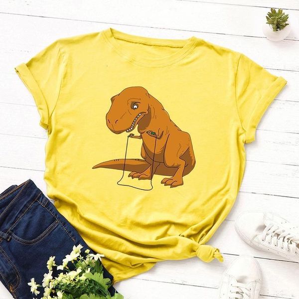 

100% cotton plus size s-5xl women t-shirts graphic tees female shirts summer dinosaur printed funny t shirt tee clothes, White