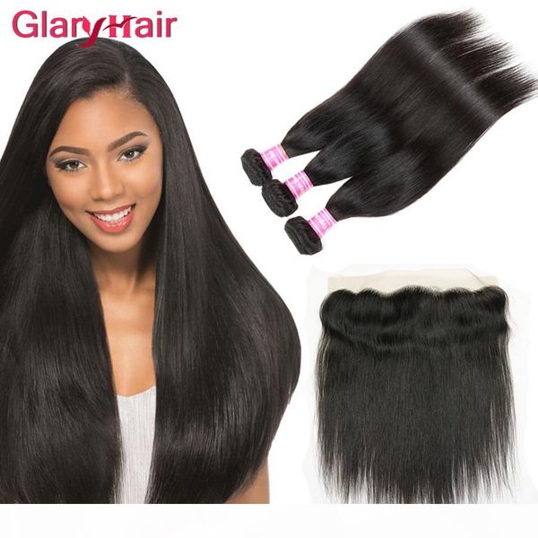 

brazilian virgin hair lace frontal closure straight hair bundles lace closures remy human hair extensions with lace frontal closure 13x4, Black;brown