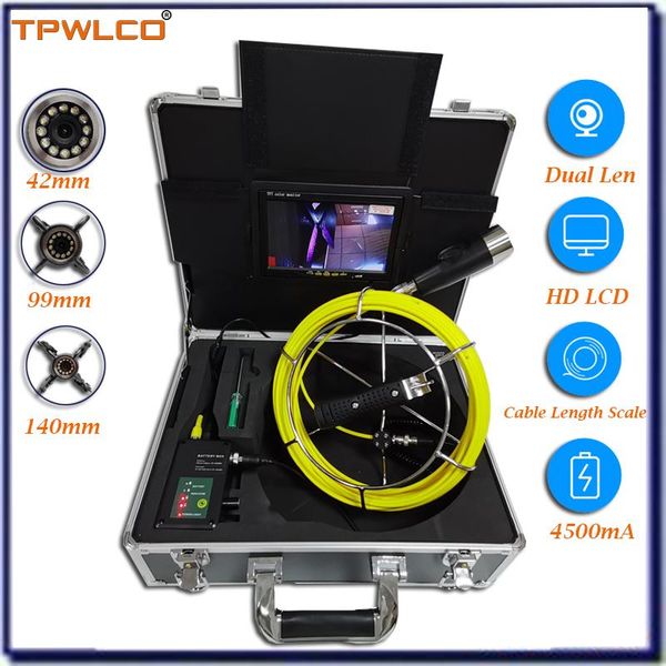 

20m cable 42mm waterproof industrial 7inch sewer camera video pipe inspection system with 12pcs adjustable led