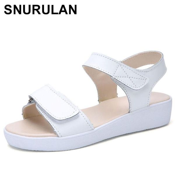 

sandals snurulanwomen 2021 fashion ladies casual shoes genuine leather wedges platform 3.5 cm summer mom sandal, Black