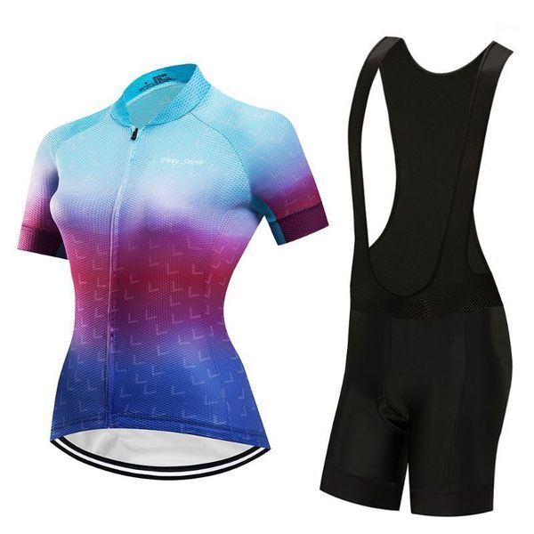 

racing sets women fashion cycling clothing 2021 summer road bike jersey set ladies suit sport wear mtb bicycle clothes cyclist dress uniform, Black;blue