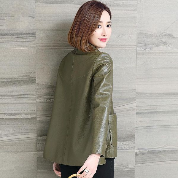 

women's leather & faux genuine jacket women spring autumn sheepskin coat korean vintage real jackets 2021 xu18ay-py1969 kj3426, Black