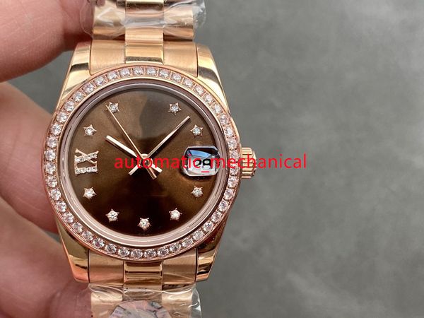 

brown dial lady watch 31mm 278274 stainless steel automatic mechanical waterproof sapphire president womens wristwatches ar189, Slivery;brown