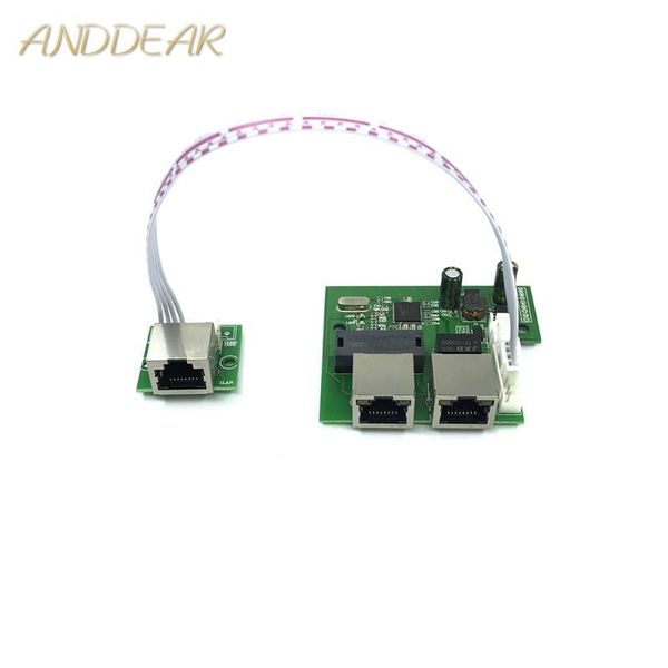 

remote controlers oem factory direct mini fast 10 / 100mbps 3-port ethernet network lan hub switch 3 rj45 5v 12v pcb 2 1 * 8pin head port