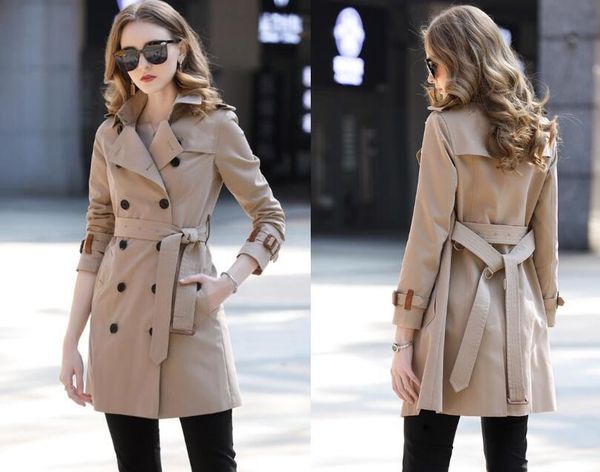 

brand coats better new fashion england middle long version women trench coat/brand new desig double breast, Tan;black