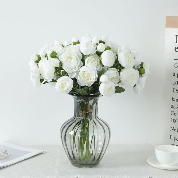 

1 bunch silk artificial peony rose flowers small rose bouquet fleur artificielles for home wedding decoration fake flower