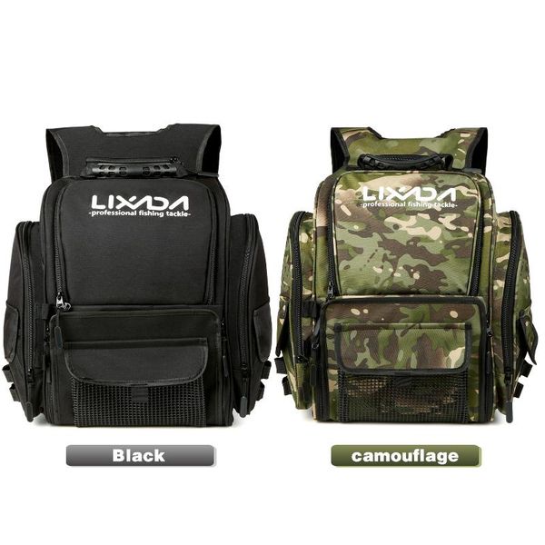

fishing accessories lixada tackle backpack with 4 trays large storage bag rain cover water-resistant gear