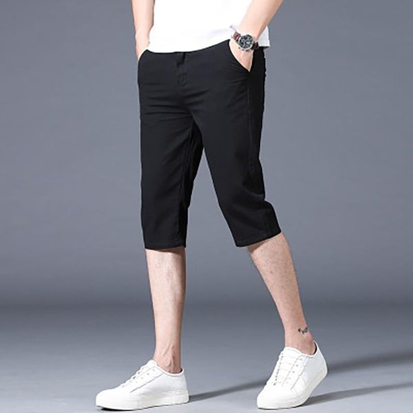

men's 7-point pants shorts men's casual loose 5-point middle pants summer thin 7-point trend outside, White;black