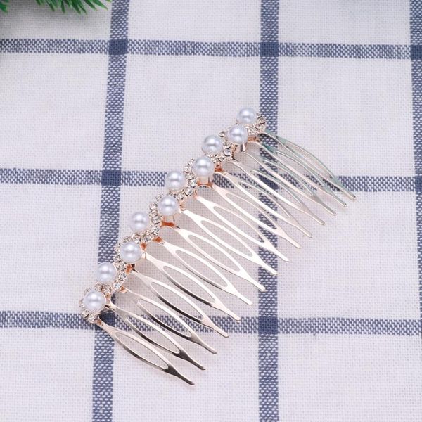 

hair brushes 1pc wave row pearl comb rhinestone inlay headdress alloy insert bridal accessories decoration, Silver