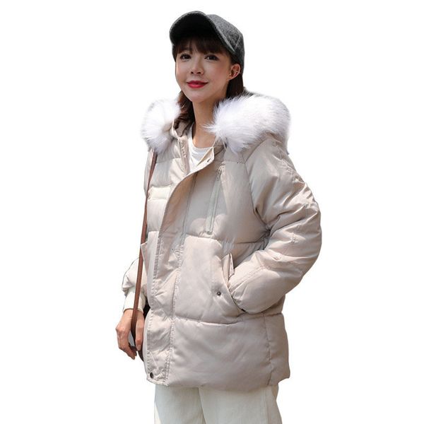 

2021 New winter down cotton-padded Korean style jacket short release thicken female hot coat with casual black-white hood outwear DMZ0