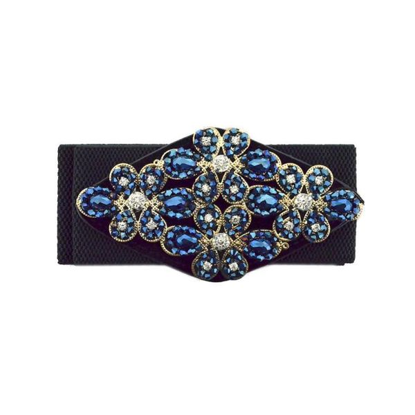 

belts 40%women handmade rhinestone inlaid flower wide waist belt elastic dress waistband, Black;brown