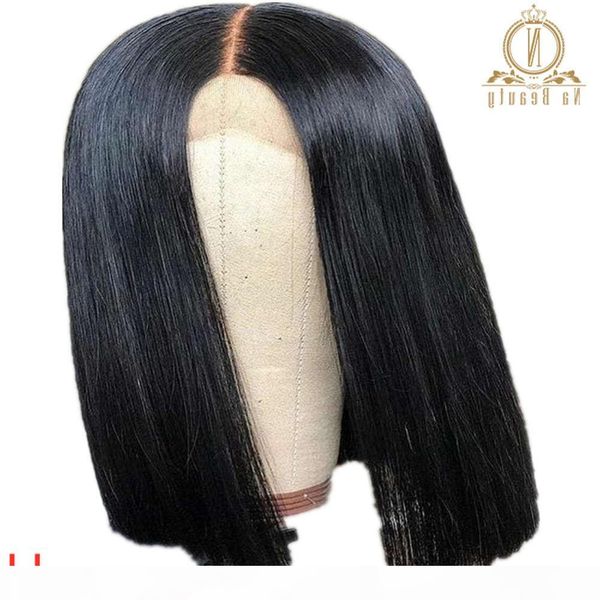 

fake scalp 13x6 front human hair wigs for women bob transparent wig bleached knots invisible lace nabeauty 150%, Black;brown