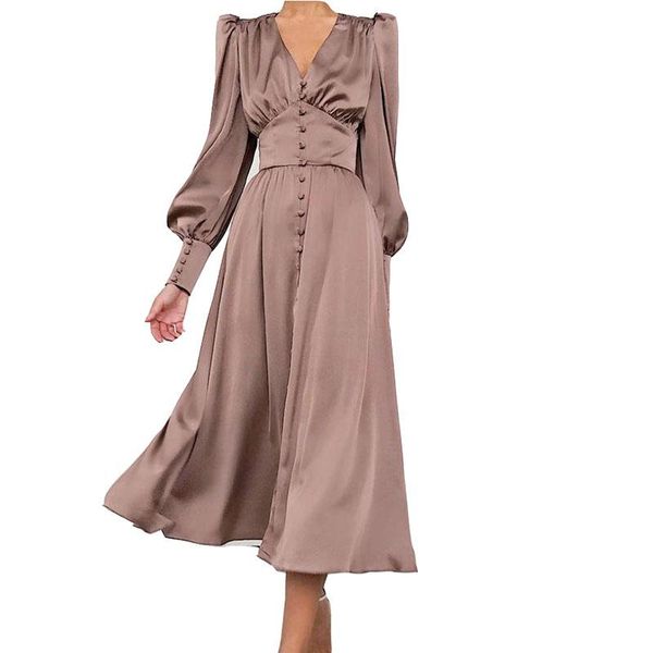 

casual dresses female dress autumn fashion solid color temperament ladies 2021 lantern sleeve women vestidos nbh438, Black;gray
