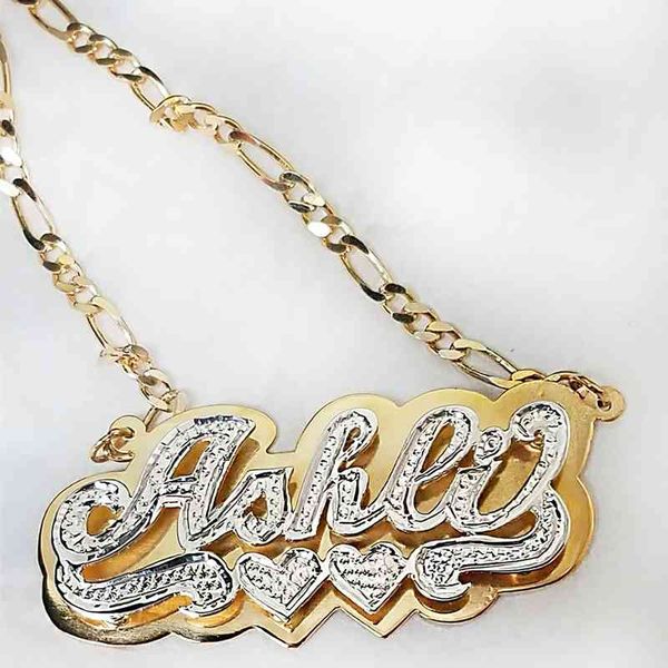 

kristenco double silver personalized curb chain name chokers name plate necklace