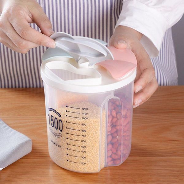 

storage bottles & jars style cereal container kitchen box with lids and compartments for grain, sugar, flour, rice, nuts