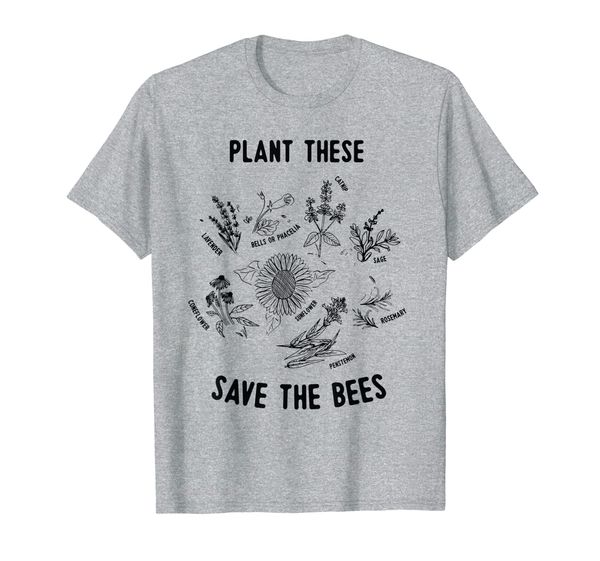 

plant these save the bees flowers t-shirt, White;black