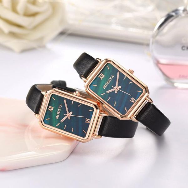 

belts modiya red douyin the same retro style lady watch wholesale female small square green, Black;brown