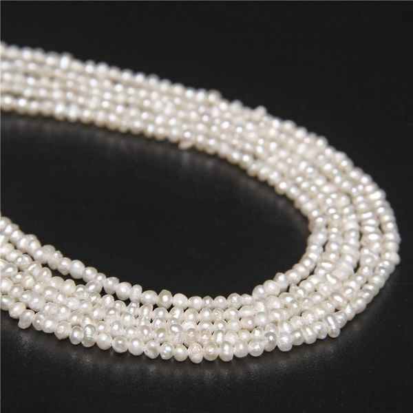 

other 2mm natural freshwater pearls beads white small pearl round punch bead for jewelry making diy bracelet necklace 14" strand