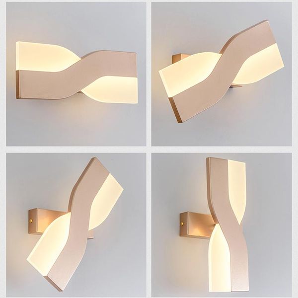 

wall lamp 350 degree rotation led white black golden coffee home foyer bedside light adjustable aisle corridor lighting