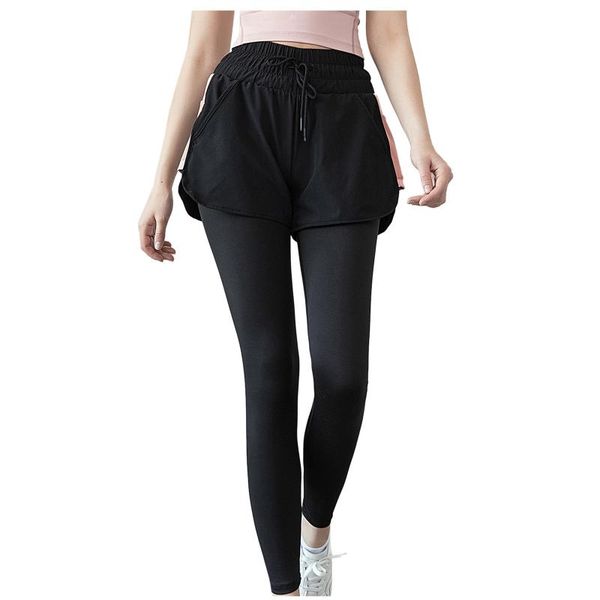 

yoga outfit spring sports pants women fake two-piece stretch running training sport trousers autumn leisure streetwear