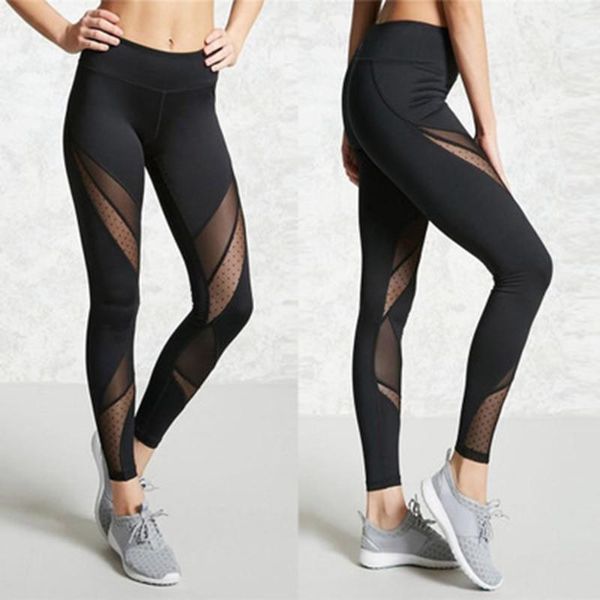 

yoga outfit women mesh patchwork sports leggings fashion stretch high waist skinny gym fitness plain sportswear push up pants