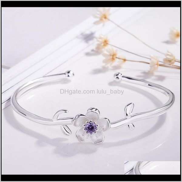 

bracelets jewelryfashion peach blossom flower bangle elegant floral bracelet classic womens jewelry party gift drop delivery 2021 wopkb, Black