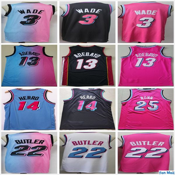 

ncaa college jimmy 22 butler jerseys bam 13 adebayo tyler 14 herro kendrick 25 nunn wholesale retro vintage dwyane 3 wade basketball jerseys, Black;red