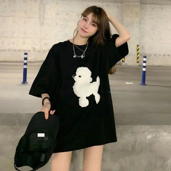 

women's t-shirt embroidery loose plus size summer short sleeve tees casual woman tshirts kawaii fashion clothing korean style, White