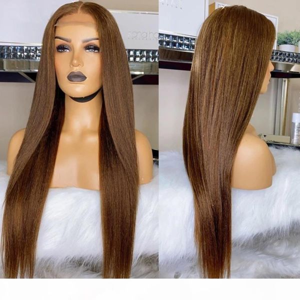 

dark brown silky straight 13x6 lace front human hair wigs with baby hair preplucked 360 frontal remy silk full lace u part, Black;brown
