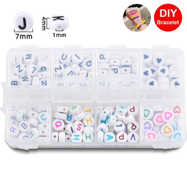 Diğer akrilik 200-400 pcs Yuvarlak harfli boncuklar DIY alfabe harfleri Set 4x7mm Takı Yapma Bilezik Kolye Aksesuarları Kutusu