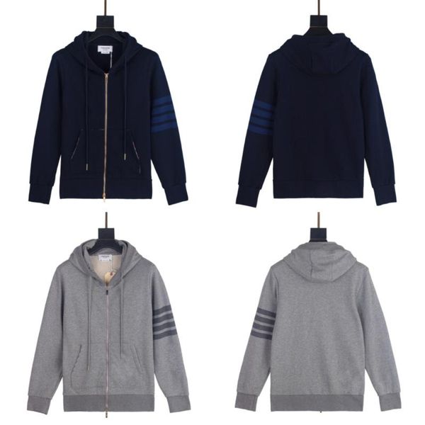 

men's jackets 2021 men jacket hooded sportswear yarn-dyed long sleeve four bars casual trend coat cardigan, Black;brown