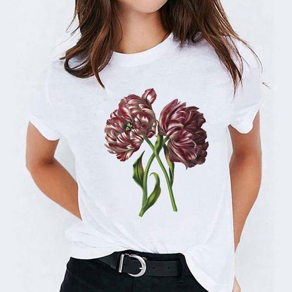 

t-shirts for women floral elegant office fashion 90s printing print lady womens graphic t shirt ladies female tee t-shirt, White