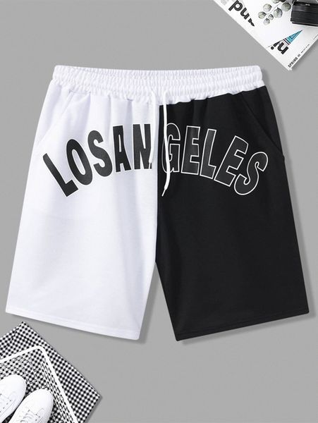 

men letter graphic two tone track shorts d5ky#, Black