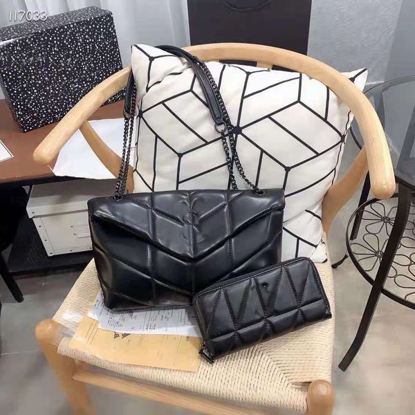 

designer women's single shoulder chain bag + wallet two piece gift box package
